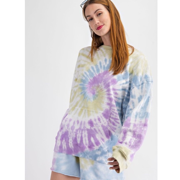 catlg Tops - Last1️⃣DAWN Spiral Tie Dye Pullover with Pocket